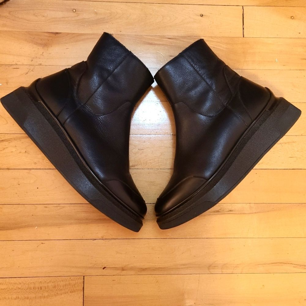 Black Leather Ankle Boots - Picture 2 of 9